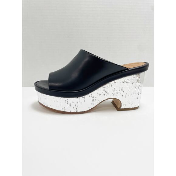 Chloé Oli Slip On Platform Wedge Mule Sandals Metallic Silver Black 40 - Picture 5 of 14